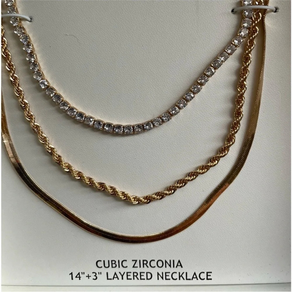 - HOUSE OF HARLOW 1960 GOLD TONE 3 IN 1 LAYERING NECKLACE 18” - Picture 12 of 16